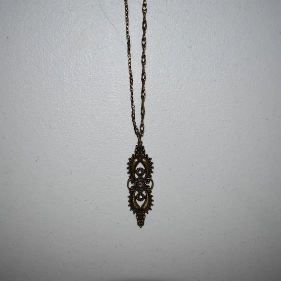 Vintage Old Gold Brown Looking Necklace With Matching Earrings Pretty - Picture 7 of 12